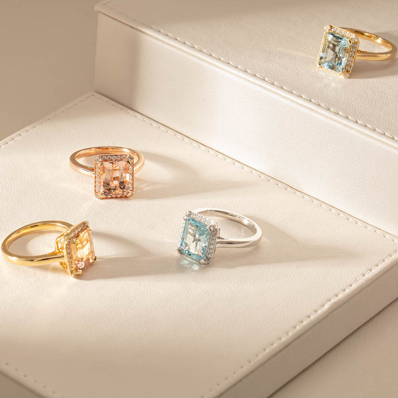 18ct Yellow Gold 3.16ct Aquamarine & Diamond Empire Ring-Ring-Walker & Hall