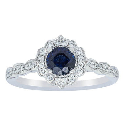 18ct White Gold .76ct Sapphire & Diamond Paramount Ring-Ring-Walker & Hall
