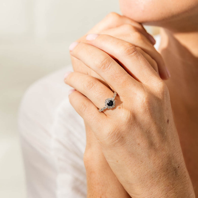 18ct White Gold .76ct Sapphire & Diamond Paramount Ring-Ring-Walker & Hall