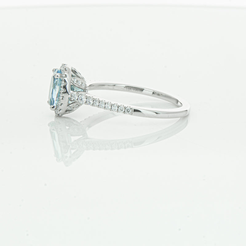 18ct White Gold Aquamarine & Diamond Mini Sierra Ring-Ring-Walker & Hall