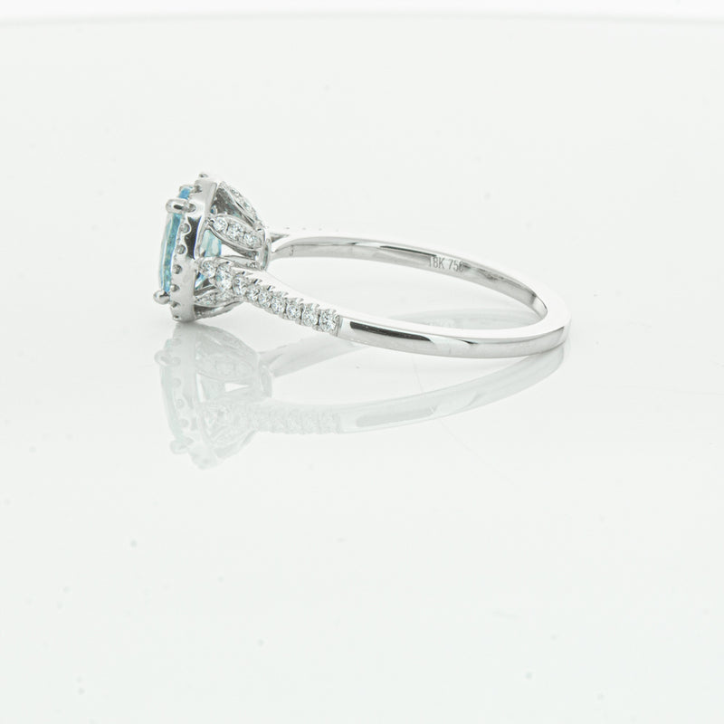 18ct White Gold Aquamarine & Diamond Mini Sierra Ring-Ring-Walker & Hall