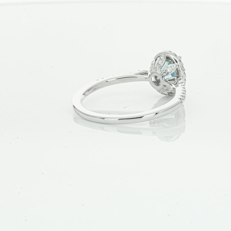 18ct White Gold Aquamarine & Diamond Mini Sierra Ring-Ring-Walker & Hall