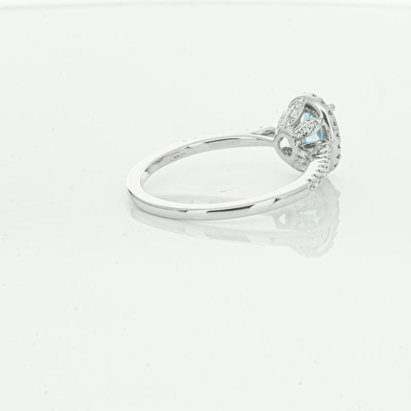 18ct White Gold Aquamarine & Diamond Mini Sierra Ring-Ring-Walker & Hall