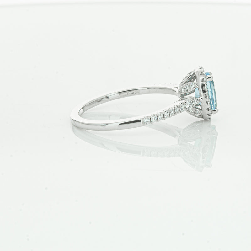 18ct White Gold Aquamarine & Diamond Mini Sierra Ring-Ring-Walker & Hall