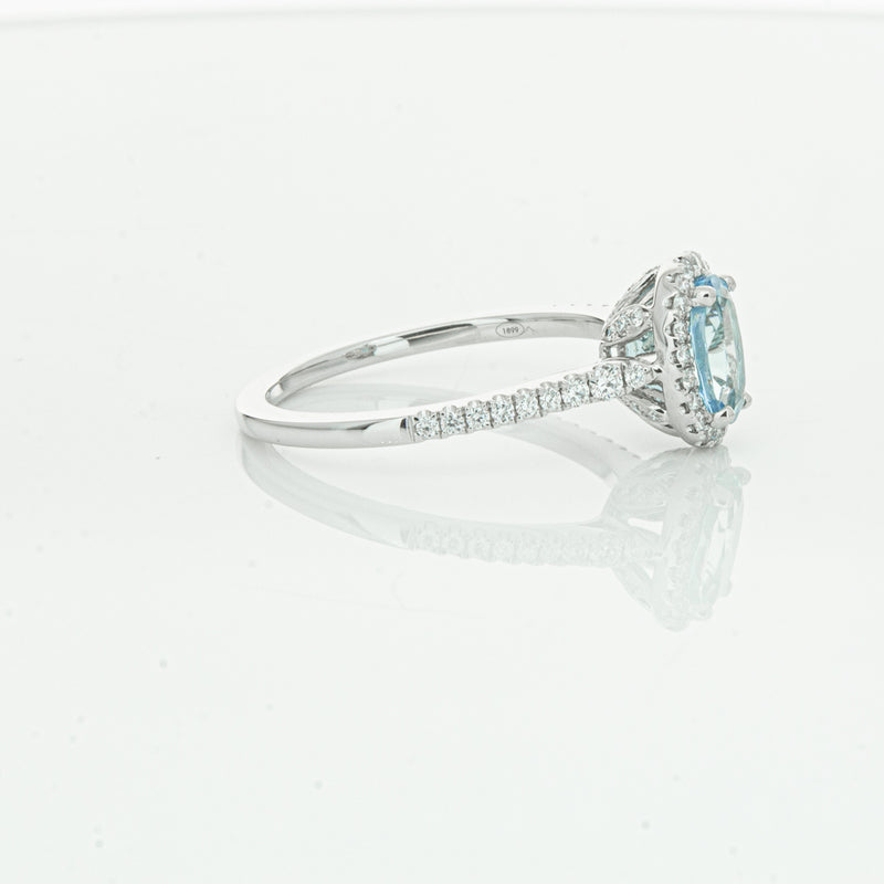 18ct White Gold Aquamarine & Diamond Mini Sierra Ring-Ring-Walker & Hall