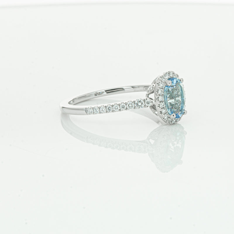 18ct White Gold Aquamarine & Diamond Mini Sierra Ring-Ring-Walker & Hall