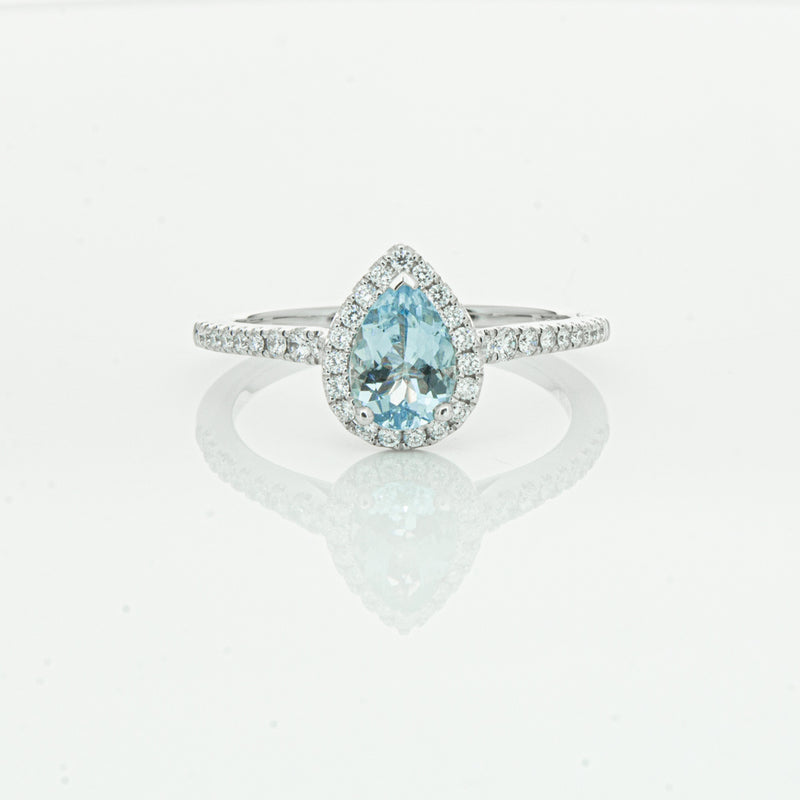 18ct White Gold .60ct Aquamarine & Diamond Mini Sierra Ring-Ring-Walker & Hall