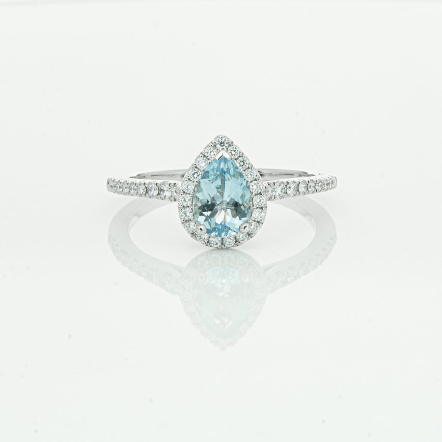 18ct White Gold .60ct Aquamarine & Diamond Mini Sierra Ring-Ring-Walker & Hall