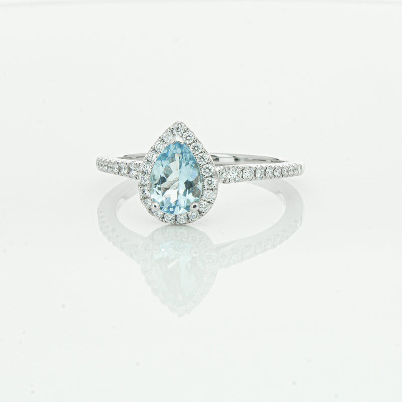 18ct White Gold .60ct Aquamarine & Diamond Mini Sierra Ring-Ring-Walker & Hall