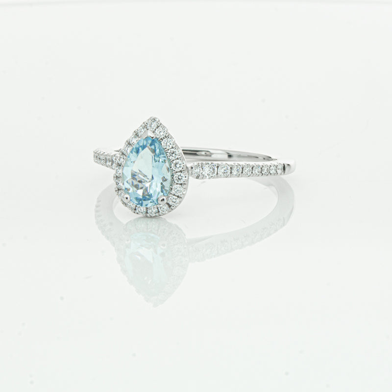 18ct White Gold .60ct Aquamarine & Diamond Mini Sierra Ring-Ring-Walker & Hall