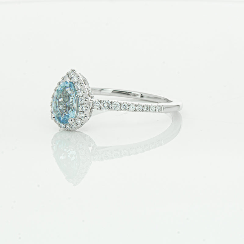18ct White Gold .60ct Aquamarine & Diamond Mini Sierra Ring-Ring-Walker & Hall