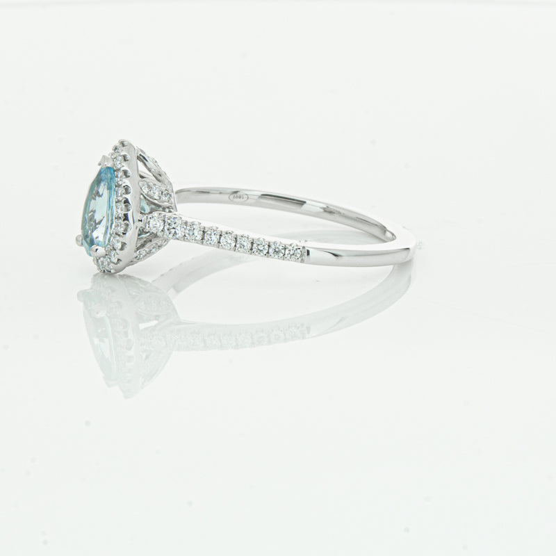 18ct White Gold .60ct Aquamarine & Diamond Mini Sierra Ring-Ring-Walker & Hall