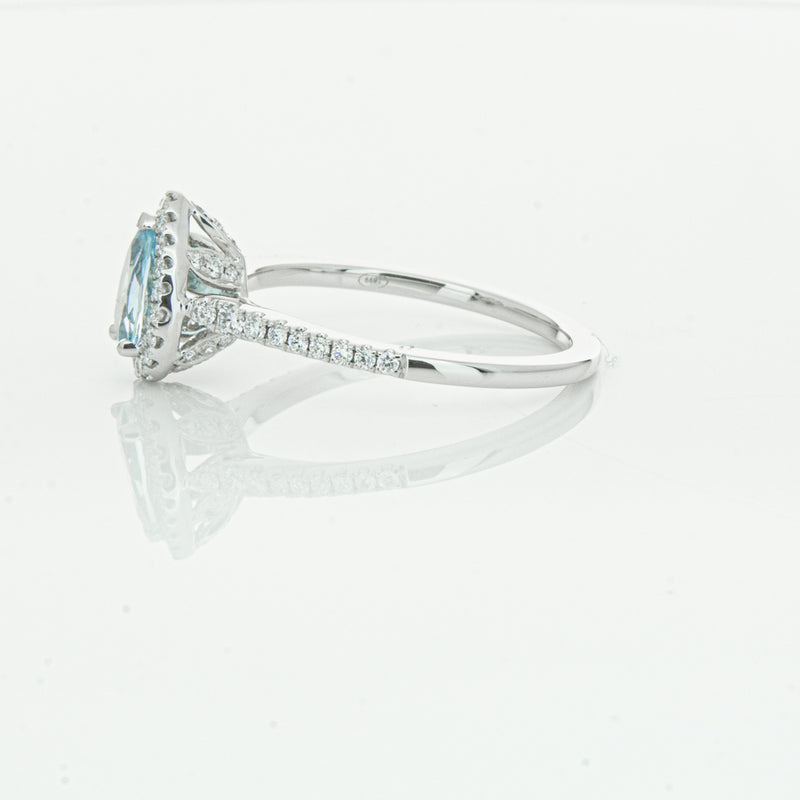 18ct White Gold .60ct Aquamarine & Diamond Mini Sierra Ring-Ring-Walker & Hall
