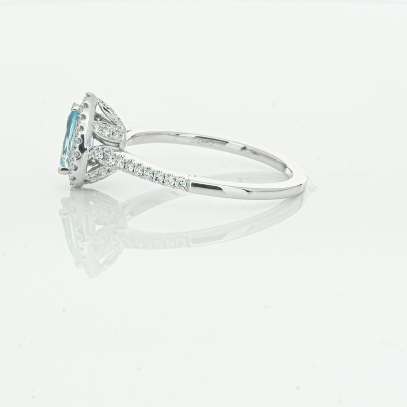 18ct White Gold .60ct Aquamarine & Diamond Mini Sierra Ring-Ring-Walker & Hall