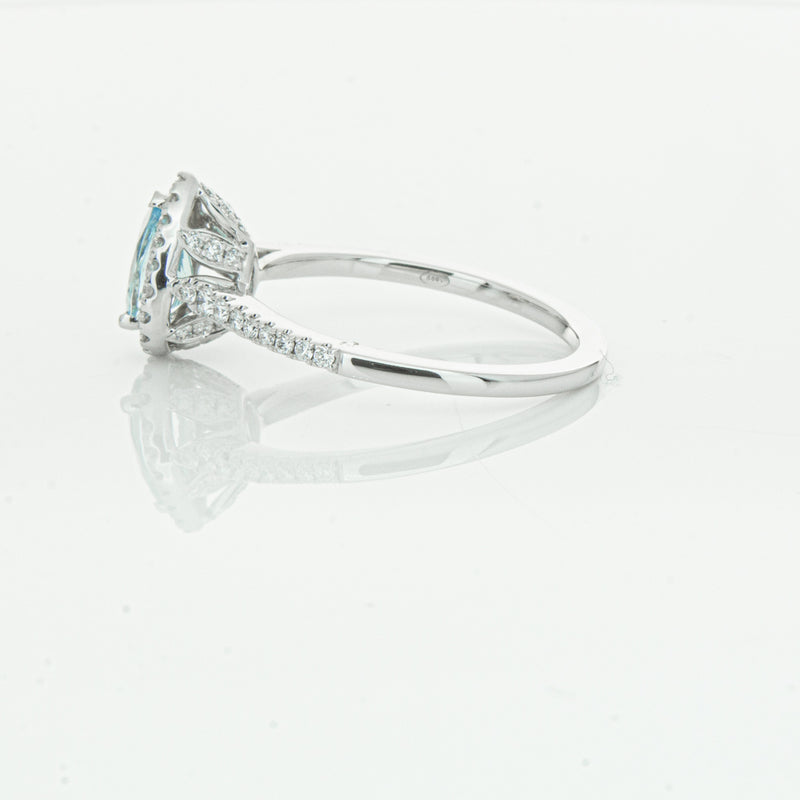 18ct White Gold .60ct Aquamarine & Diamond Mini Sierra Ring-Ring-Walker & Hall