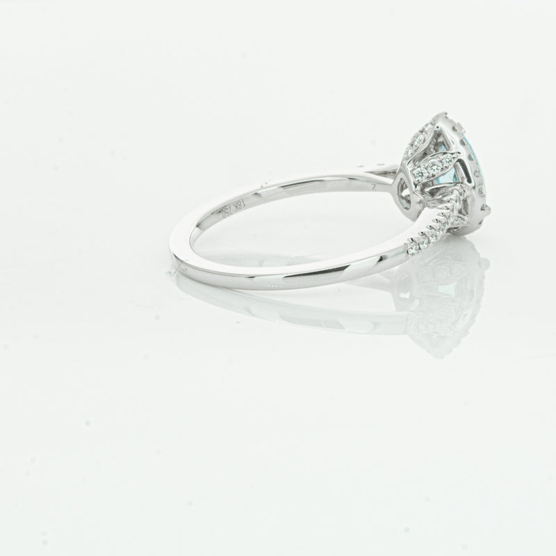 18ct White Gold .60ct Aquamarine & Diamond Mini Sierra Ring-Ring-Walker & Hall