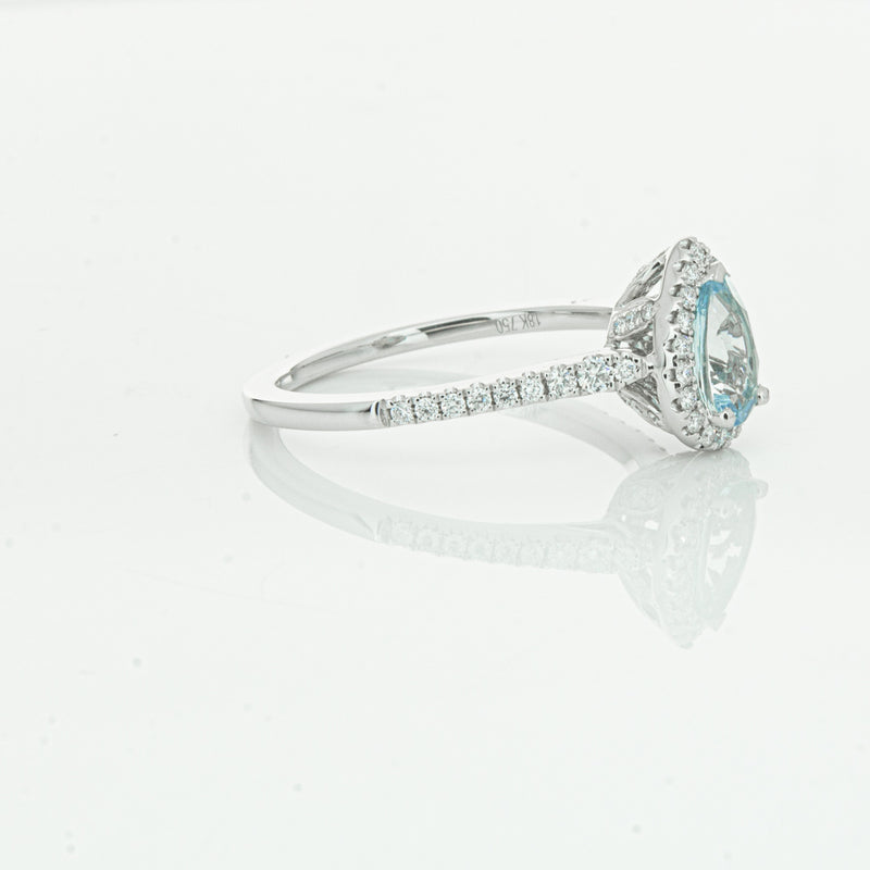 18ct White Gold .60ct Aquamarine & Diamond Mini Sierra Ring-Ring-Walker & Hall