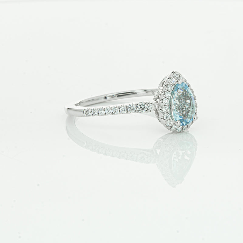 18ct White Gold .60ct Aquamarine & Diamond Mini Sierra Ring-Ring-Walker & Hall