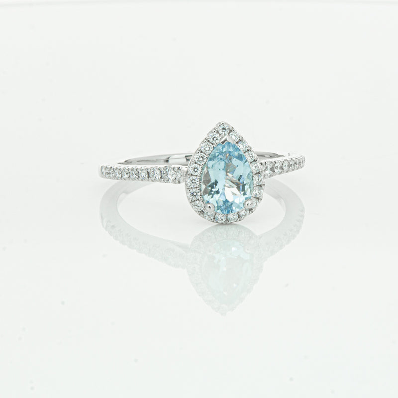 18ct White Gold .60ct Aquamarine & Diamond Mini Sierra Ring-Ring-Walker & Hall