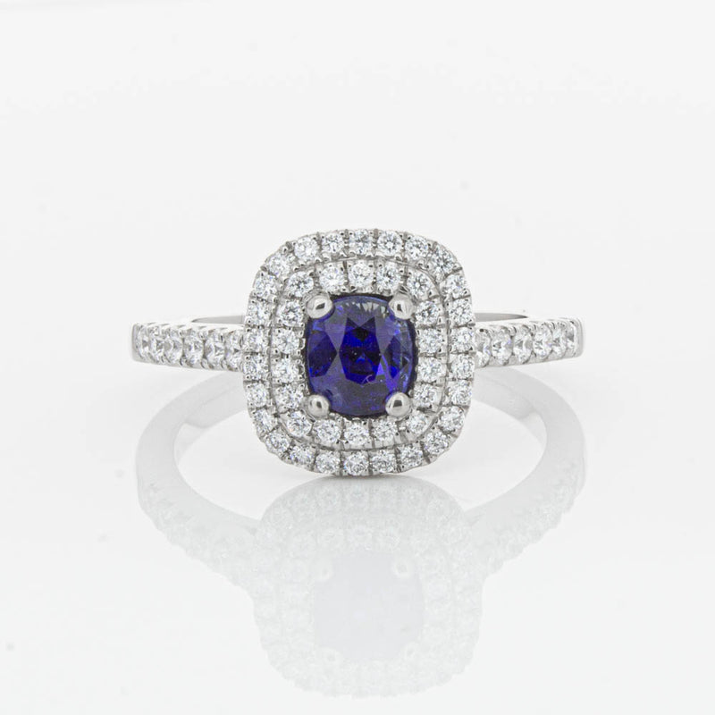 18ct White Gold .79ct Sapphire & Diamond Rosa Ring-Ring-Walker & Hall