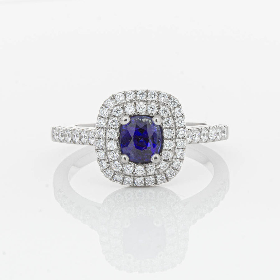 18ct White Gold .79ct Sapphire & Diamond Rosa Ring-Ring-Walker & Hall