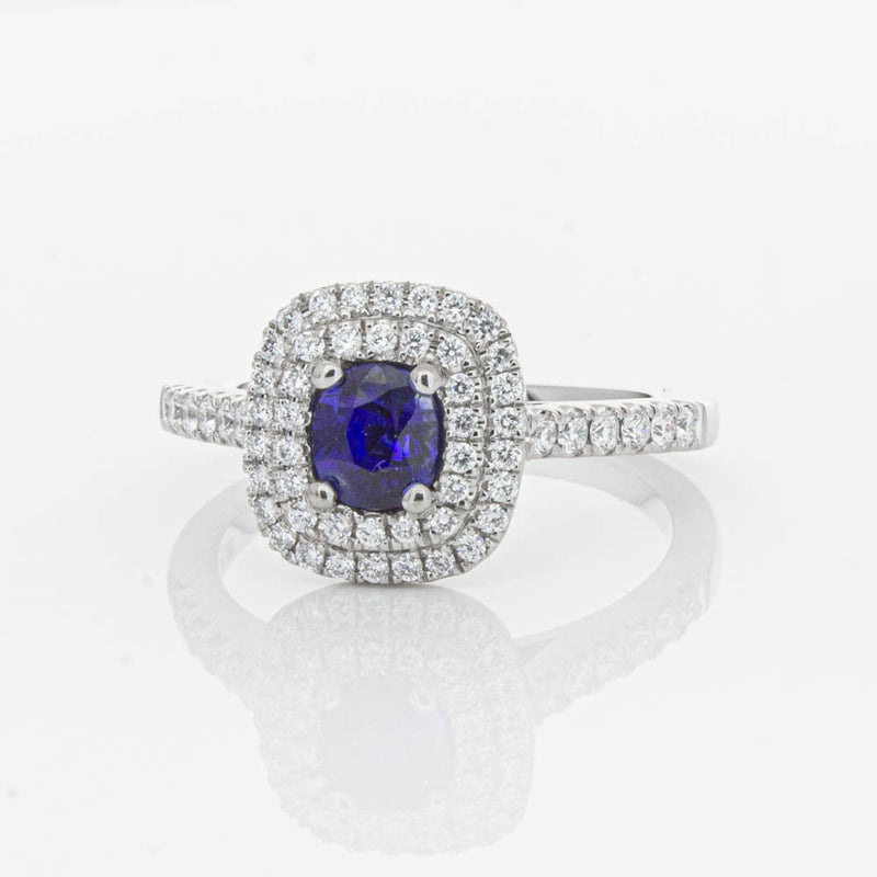 18ct White Gold .79ct Sapphire & Diamond Rosa Ring-Ring-Walker & Hall