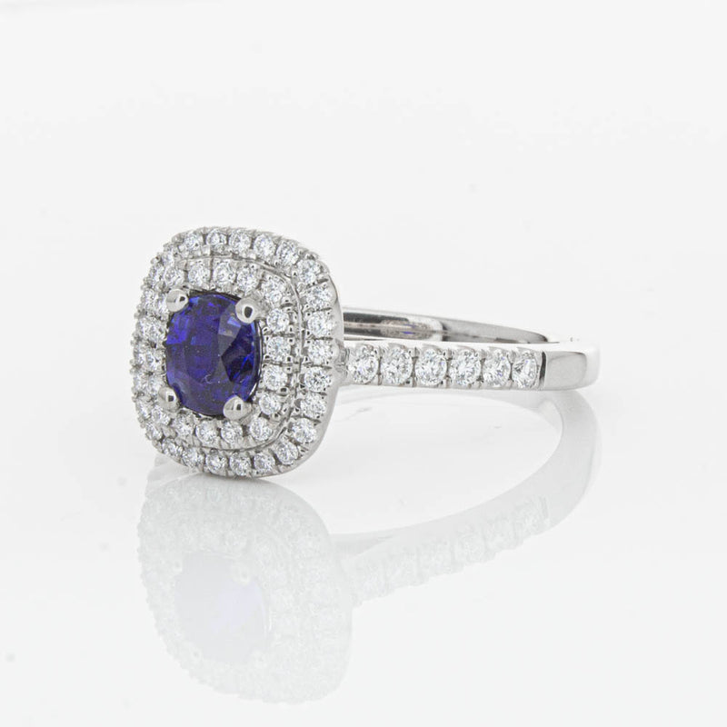 18ct White Gold .79ct Sapphire & Diamond Rosa Ring-Ring-Walker & Hall