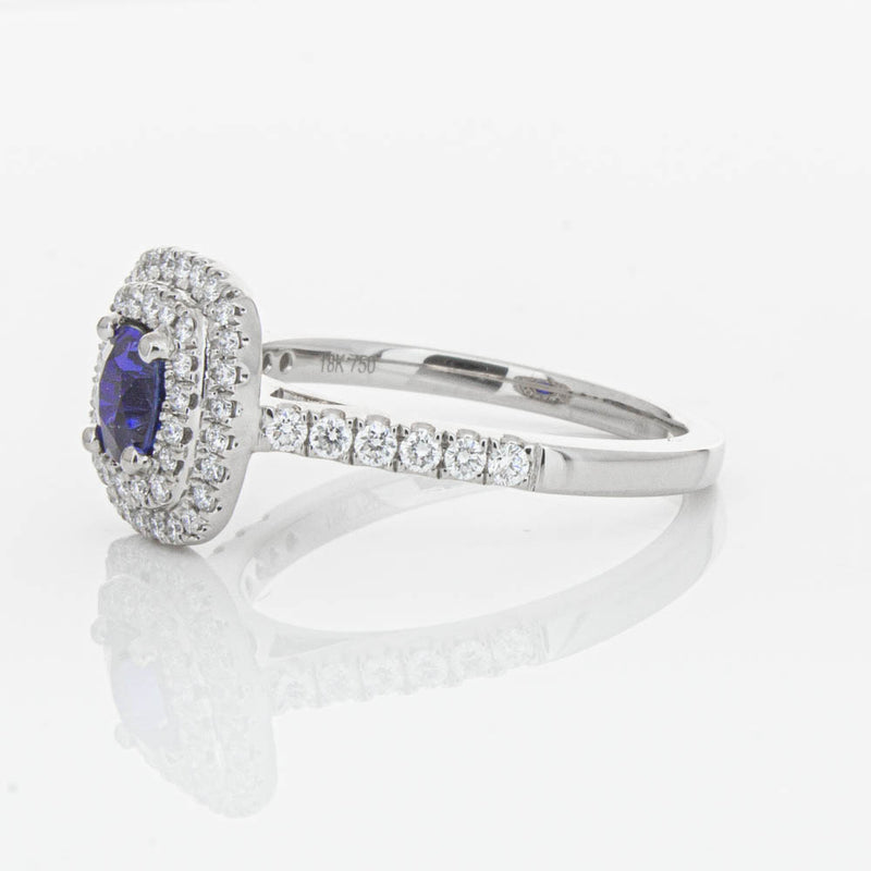 18ct White Gold .79ct Sapphire & Diamond Rosa Ring-Ring-Walker & Hall