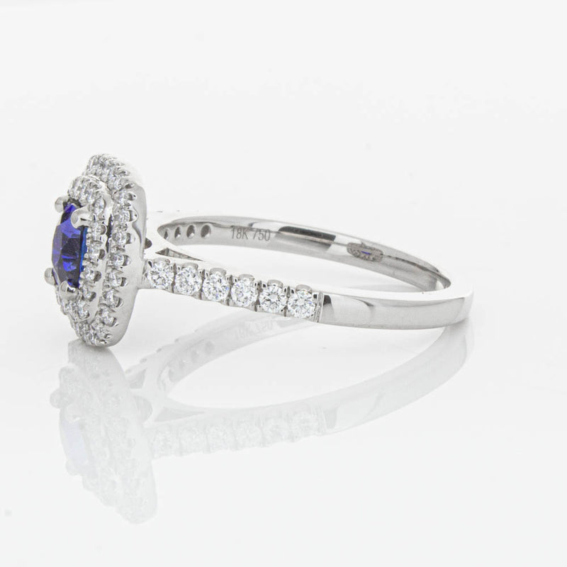 18ct White Gold .79ct Sapphire & Diamond Rosa Ring-Ring-Walker & Hall