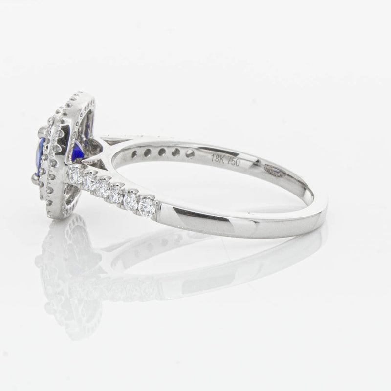 18ct White Gold .79ct Sapphire & Diamond Rosa Ring-Ring-Walker & Hall