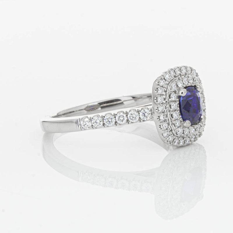 18ct White Gold .79ct Sapphire & Diamond Rosa Ring-Ring-Walker & Hall