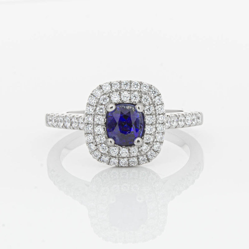 18ct White Gold .79ct Sapphire & Diamond Rosa Ring-Ring-Walker & Hall