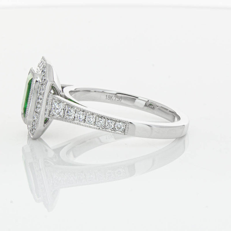 18ct White Gold Emerald & Diamond Ring-Ring-Walker & Hall
