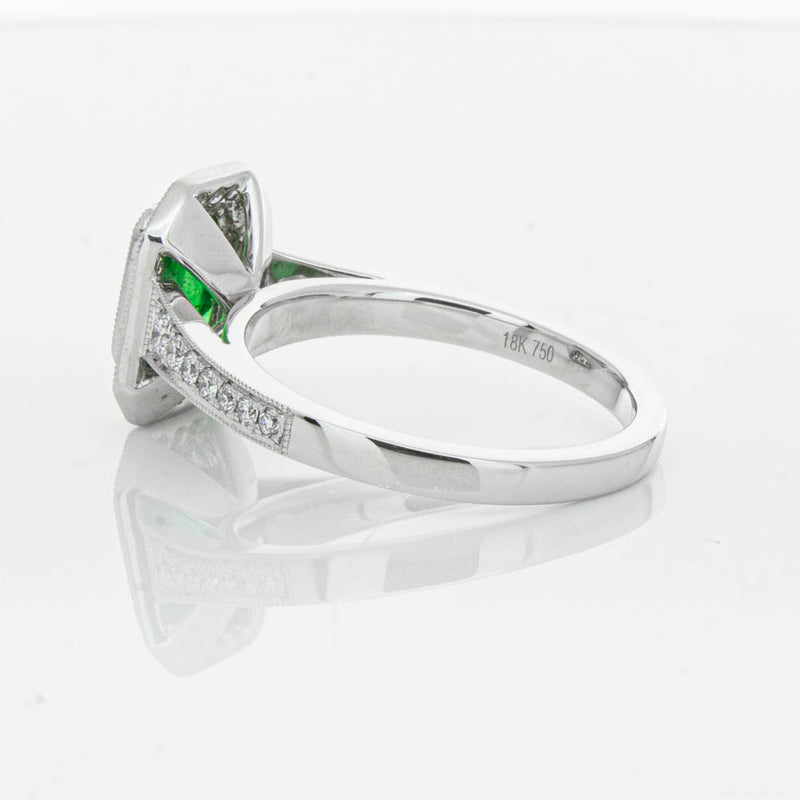 18ct White Gold Emerald & Diamond Ring-Ring-Walker & Hall