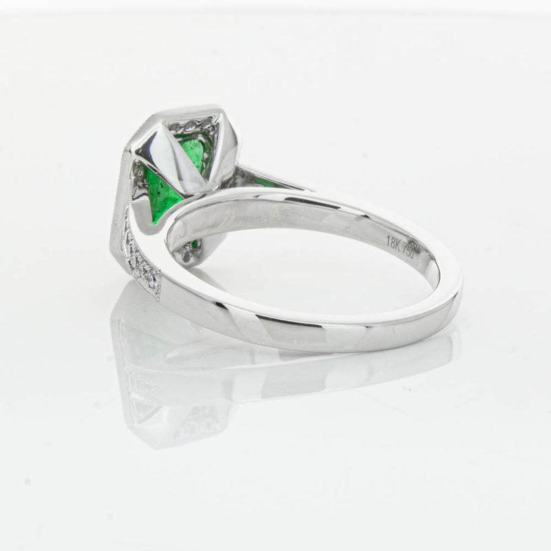 18ct White Gold Emerald & Diamond Ring-Ring-Walker & Hall