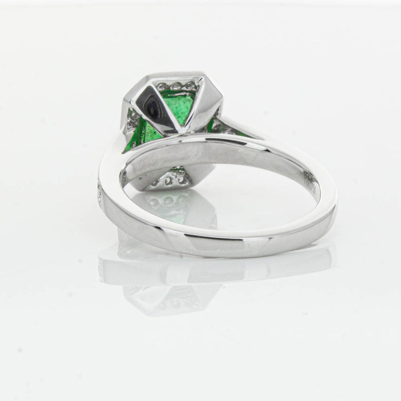 18ct White Gold Emerald & Diamond Ring-Ring-Walker & Hall