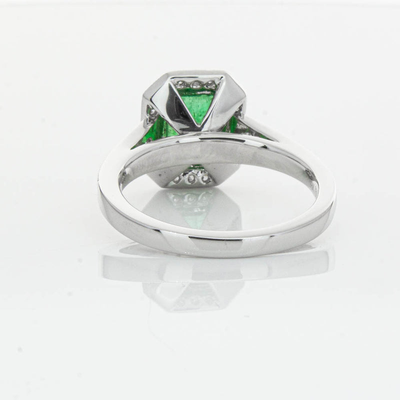 18ct White Gold Emerald & Diamond Ring-Ring-Walker & Hall
