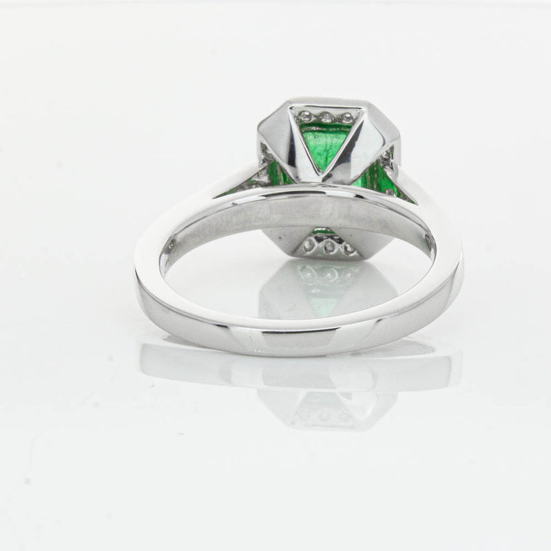 18ct White Gold Emerald & Diamond Ring-Ring-Walker & Hall