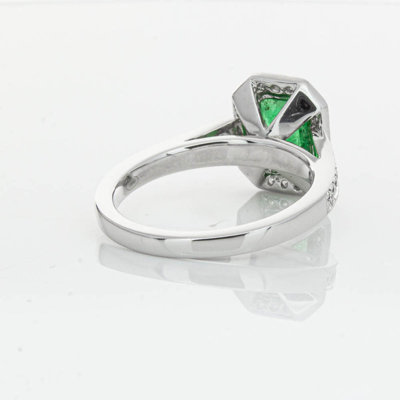 18ct White Gold Emerald & Diamond Ring-Ring-Walker & Hall