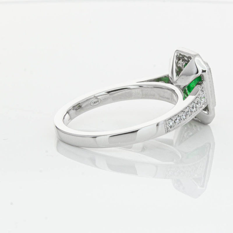 18ct White Gold Emerald & Diamond Ring-Ring-Walker & Hall