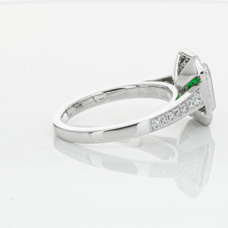 18ct White Gold Emerald & Diamond Ring-Ring-Walker & Hall