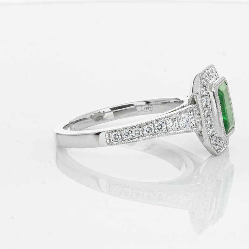 18ct White Gold Emerald & Diamond Ring-Ring-Walker & Hall