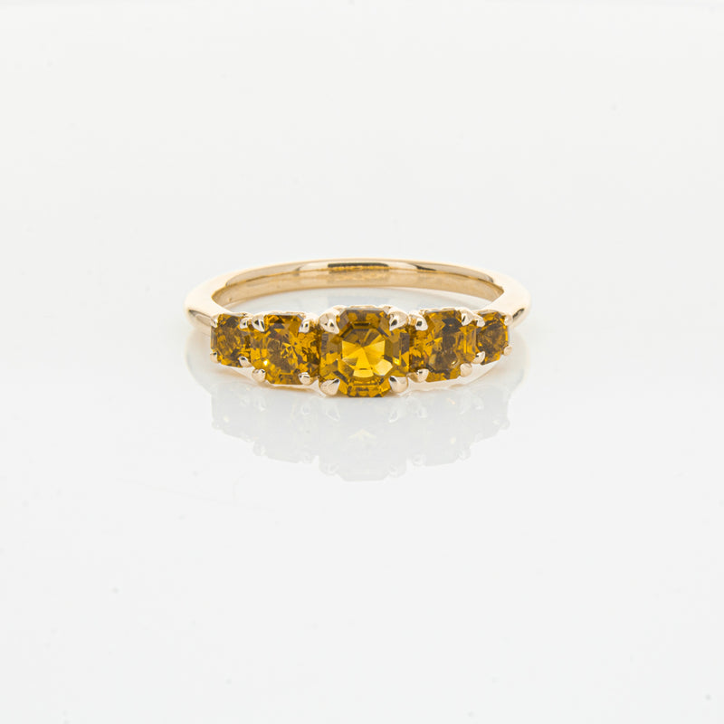 18ct Rose Gold Five Stone Citrine Octavia Ring-Ring-Walker & Hall