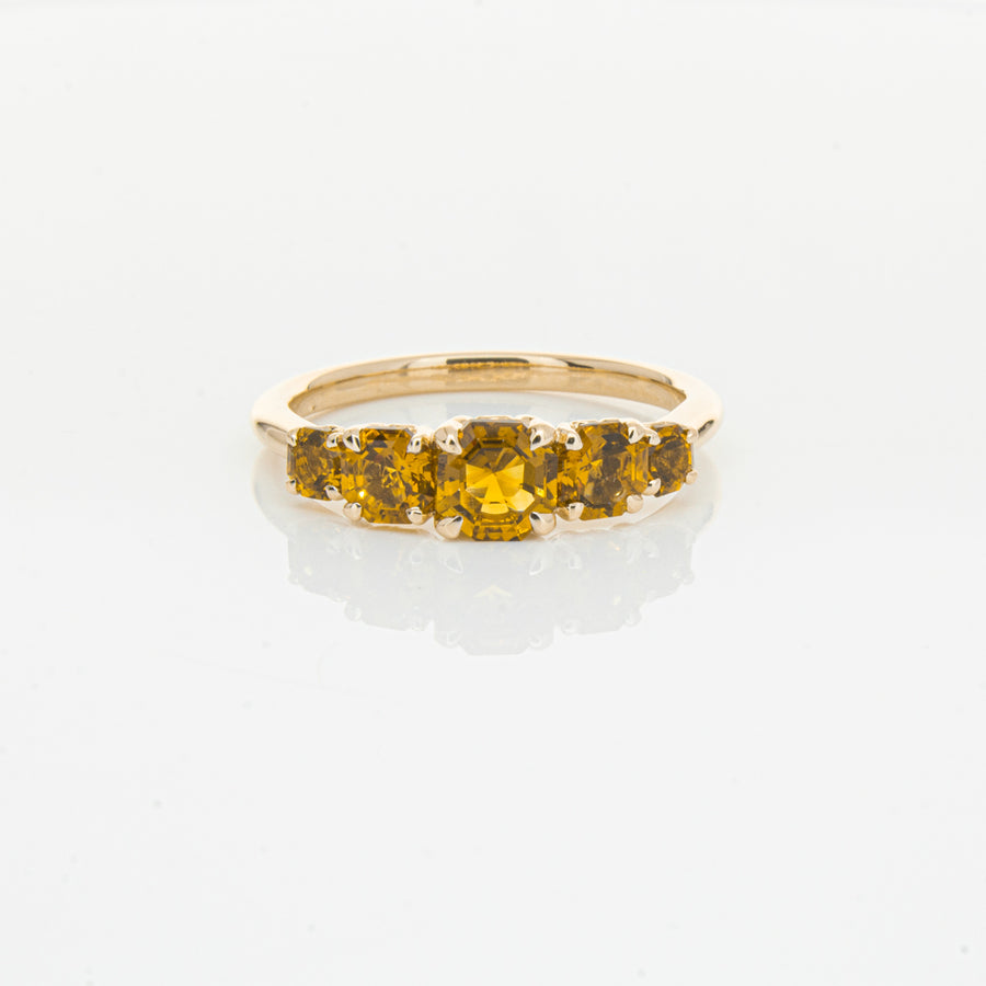18ct Rose Gold Five Stone Citrine Octavia Ring-Ring-Walker & Hall