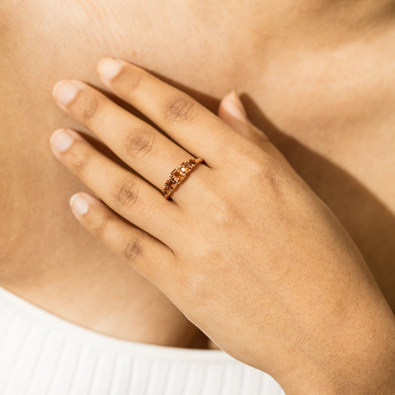 18ct Rose Gold Five Stone Citrine Octavia Ring-Ring-Walker & Hall