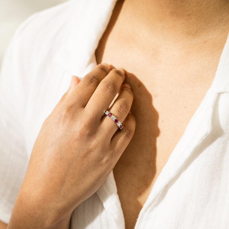 18ct White Gold .71ct Ruby & Diamond Panorama Ring-Ring-Walker & Hall