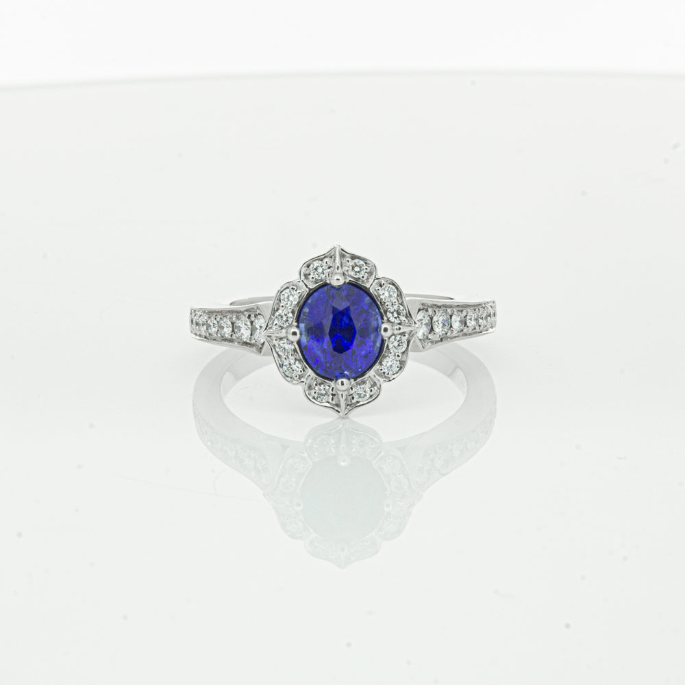18ct White Gold Sapphire & Diamond Ring-Ring-Walker & Hall