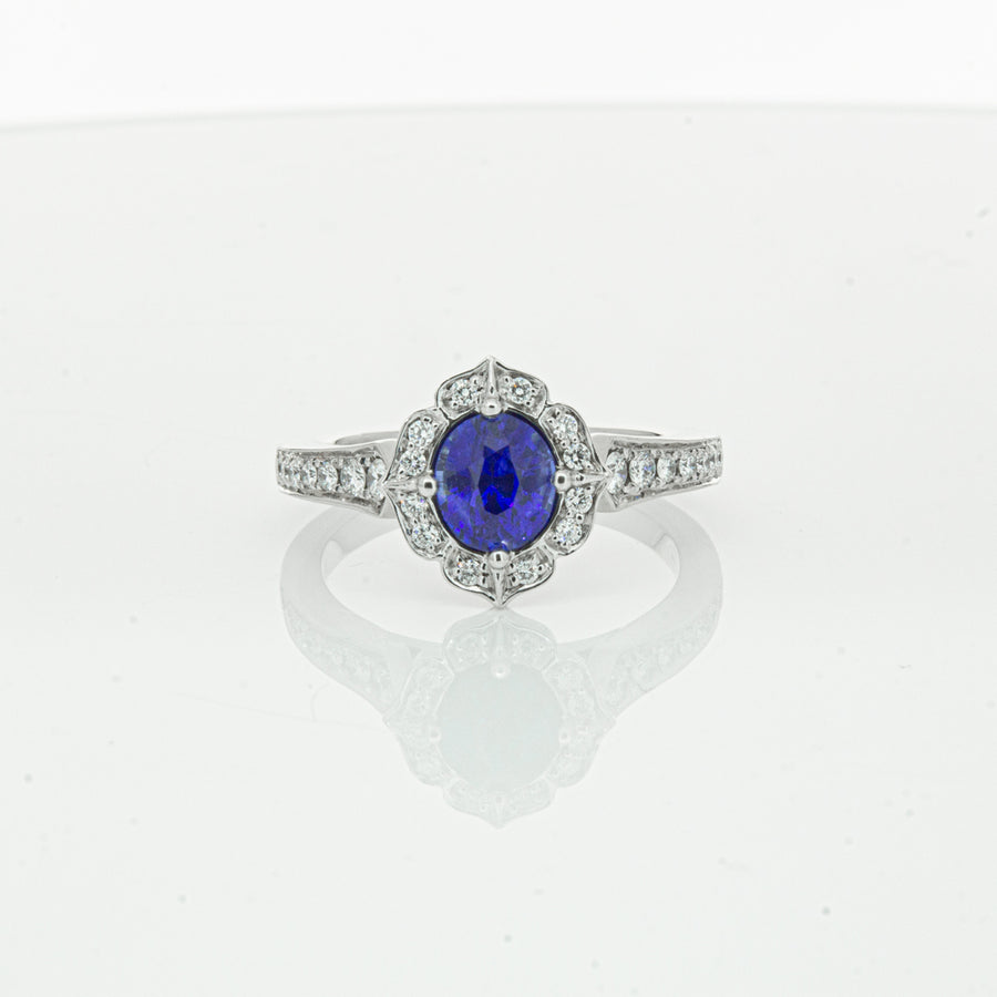 18ct White Gold Sapphire & Diamond Ring-Ring-Walker & Hall