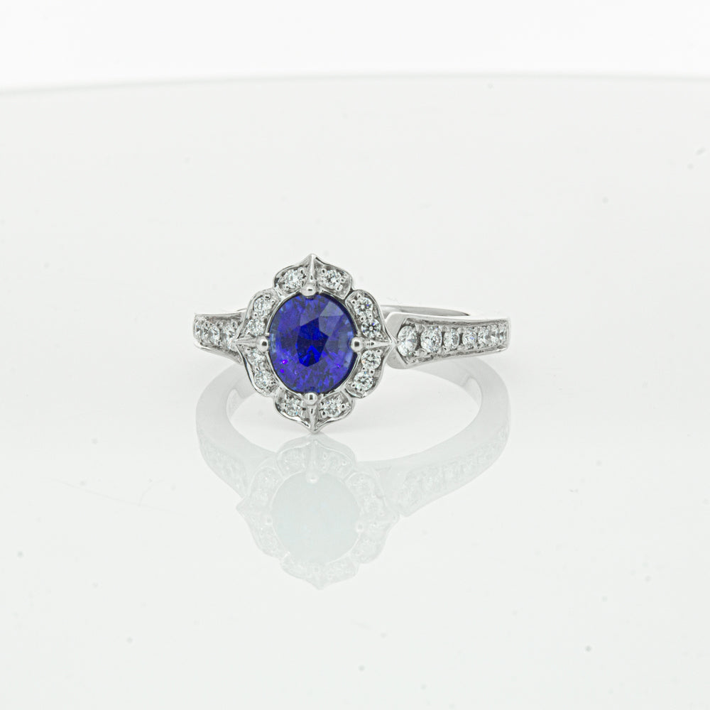18ct White Gold Sapphire & Diamond Ring-Ring-Walker & Hall