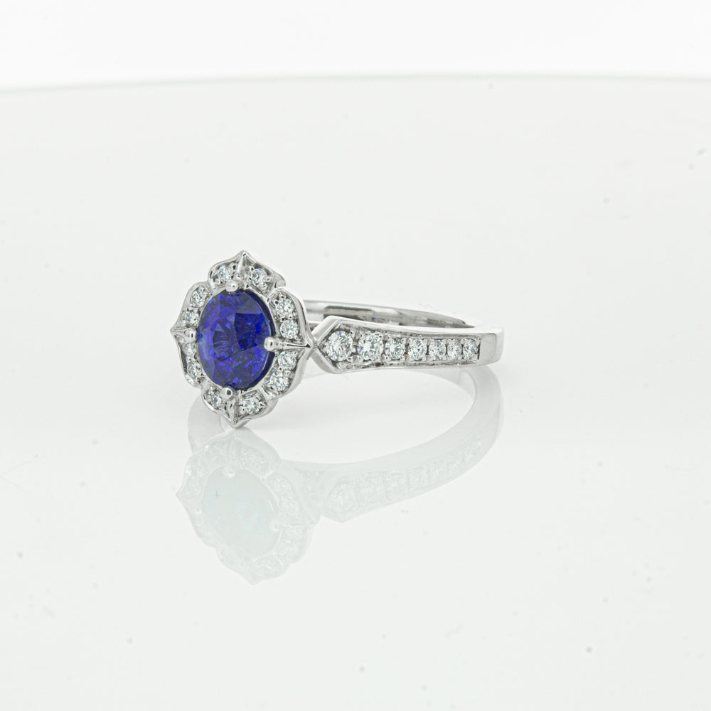 18ct White Gold Sapphire & Diamond Ring-Ring-Walker & Hall